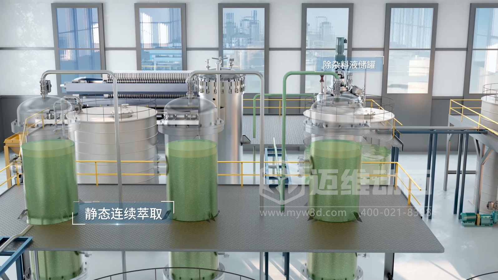 新能源電動(dòng)汽車電池原料金屬元素生產(chǎn)提取工藝三維動(dòng)畫展示(圖4)